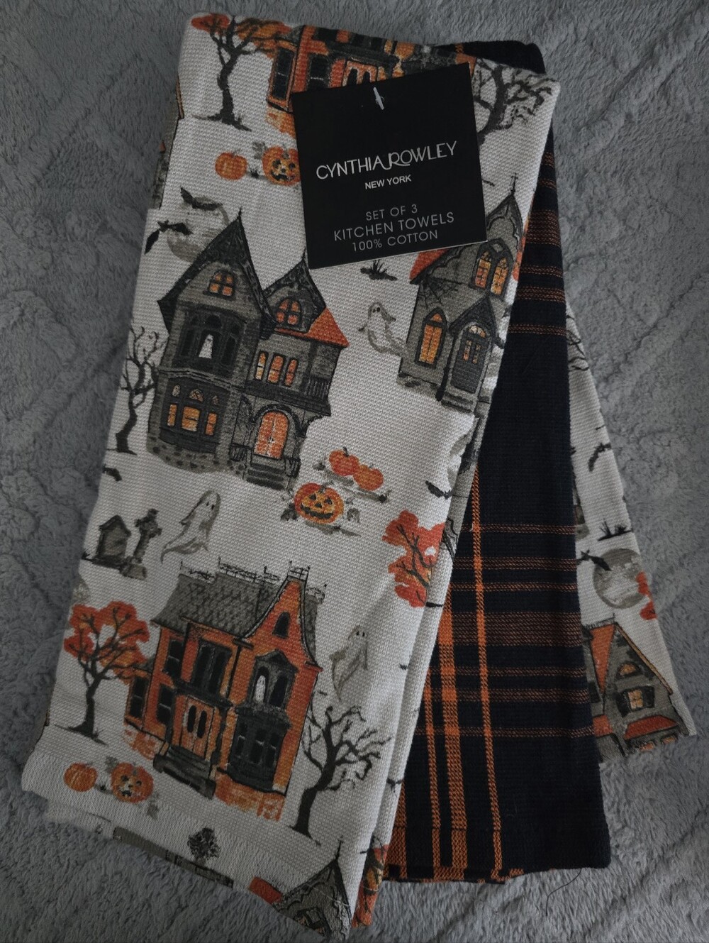 Cynthia Rowley Kitchen Towels - Hunted House Halloween 3 Pc